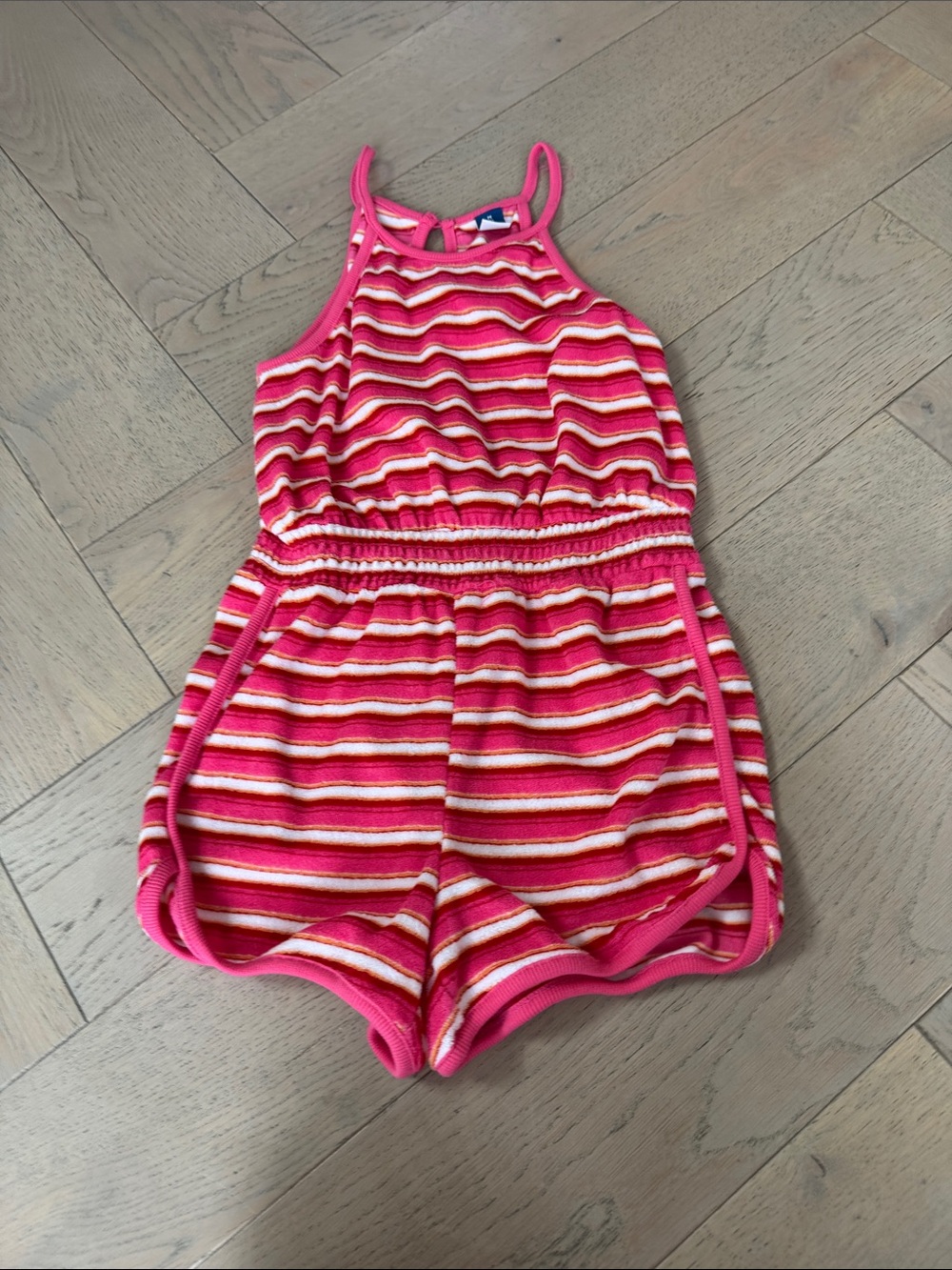 Old Navy Pink Striped Halter Romper
